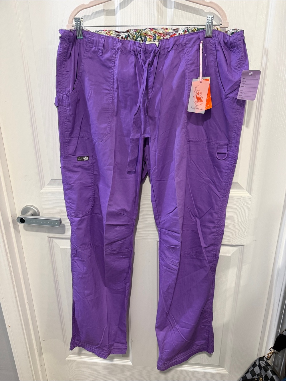 Koi Purple Utility Scrub Pants with Drawstring Waist